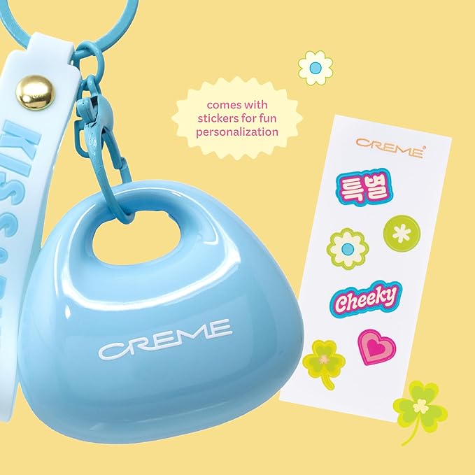 The Crème Shop Kiss & Blush Tinted Lip Balm & Blush, Korean Makeup for Lips & Cheeks, Cute Charm Key Chain, Hydrating, Long Lasting Tint, Aloe, Squalane (Berry Milkshake)
