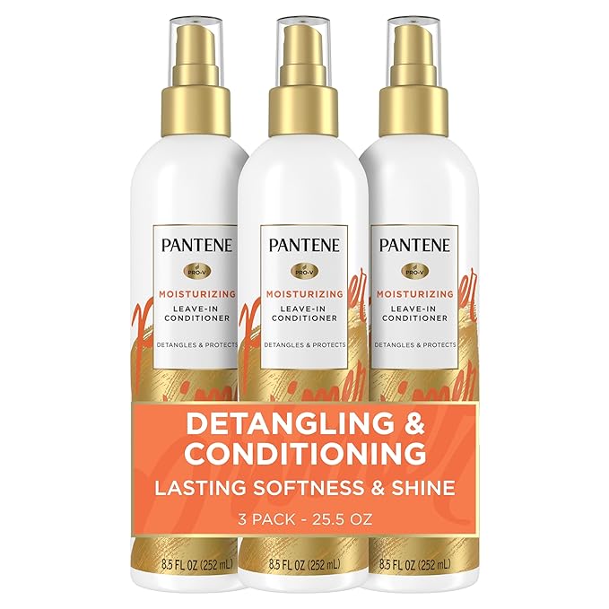 Pantene Conditioning Detangler Spray, Pro-V Repair & Protect, Nutrient Boost for Damaged Hair, Antioxidant Enriched, Leave-In Conditioner, Smooth & Shine, Sulfate-Free, 8.5 Fl Oz, 3 Pack