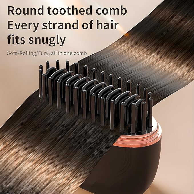 Mini Hair Straightener, Go Brush Pro, Tiny Cordless Rechargeable Portable Straightening Comb, Anti Scald Shell, 3-Speed Temperature Control, Lightweight and Portable for Travel (Pink)