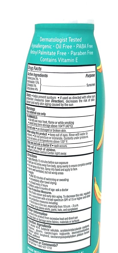 Banana Scented Sunscreen Spray - SPF 50-5.5oz - 1 bottle - made in the USA