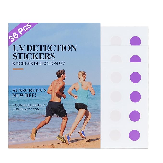 VRAIKO 36pcs UV Stickers for Sunscreen | UV Detection Stickers Sunscreen Patches | Sun Protection Reminder | Know When to Reapply and Prevent Sunburn
