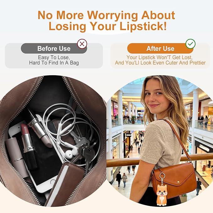 BrainKer Chapstick Holder Key Chain Cute Cartoon Design Lip Balm Holder Keychain Storage Bag Silicone Lip Gloss Holder Case