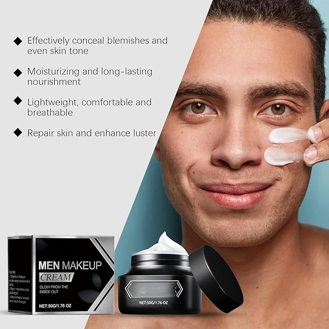 Men's Bare Face Cream, 2025 Light Makeup Concealer for Skin Imperfections, Hydrating and Moisturizing Lazy Beauty Face Cream 50g