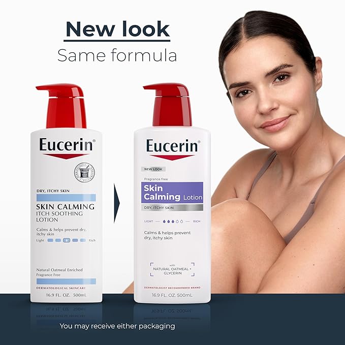 Eucerin Skin Calming Body Lotion, Natural Oatmeal Enriched Body Lotion for Dry, Itchy Skin, 16.9 fl. oz. Bottle