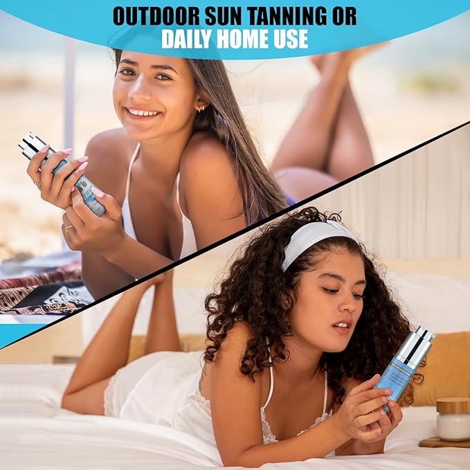 Beachy Bronze - Peptide Facial Tanning Bed Lotion, Gradual DHA Bronzing Serum & Daily Face Moisturizer Collagen, Niacinamide, Exosomes, Sheer Tint, Sun-Kissed Glow, 1.7 fl oz