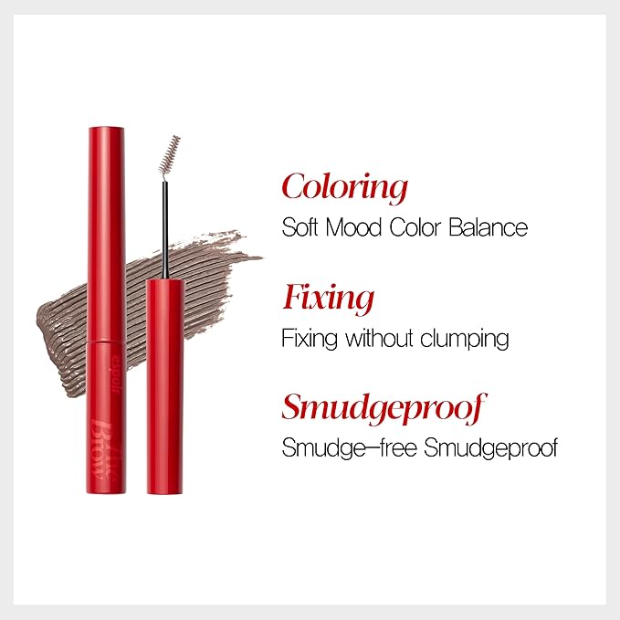 Espoir The Brow Color Fixing Cara #3 Cool Gray | Easy Fixing without Clumping with Skinny Brush, Long-Lasting & Smudge-proof Eyebrow Mascara, Soft Mood Coloring Tinted Gel, Korean Makeup, 0.1 Fl Oz.