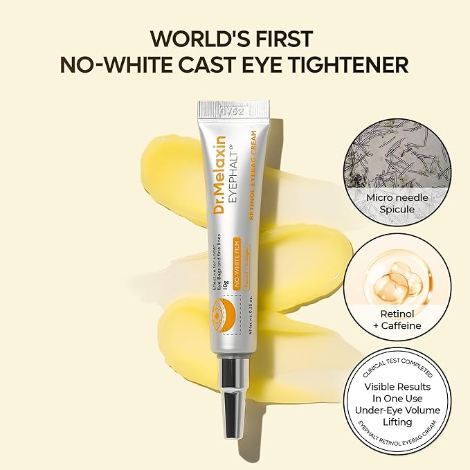 Dr.Melaxin Retinol Eyebag Cream for Puffiness, Dark Circles & Fine Lines, Wrinkle, EGF Anti-Aging Under Eye Moisturizer with Niacinamide&Ceramide Makeup friendly korean skin care