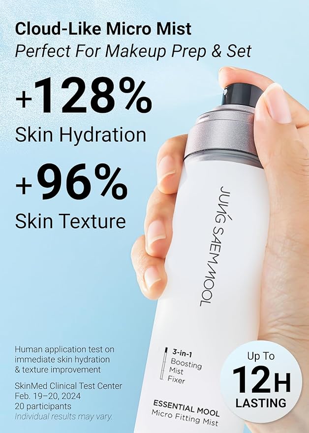 JUNG SAEM MOOL Essential Mool Micro Fitting Mist | Micro-Fine Setting Spray for Makeup & Hydrating Primer for Face with Thermal Spring Water, Long-Lasting Fix & Dewy Finish, Korean Makeup (4.06 Fl Oz)