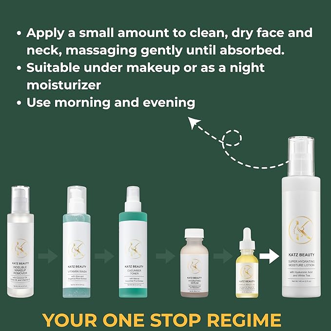 Katz Beauty Quick Morning Glow Trio: Vitamin Wash, Cucumber Toner & Super Hydrating Lotion for Busy Women’s Radiant Skin