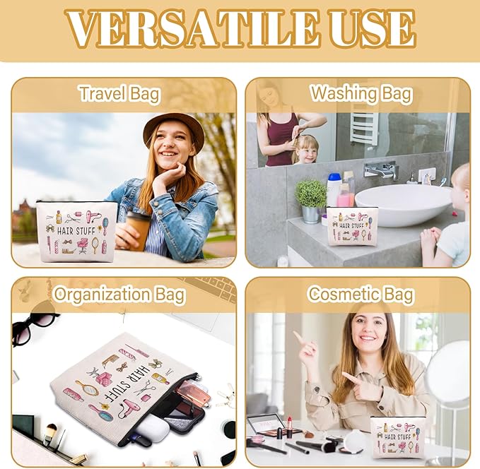 Hair Stuff Makeup Bag, Hair Stuff Gifts For Women, Funny Makeup Pouch, Travel Toiletry Bag With Zipper, Birthday Gifts For Mom, Travel Toiletry Bag