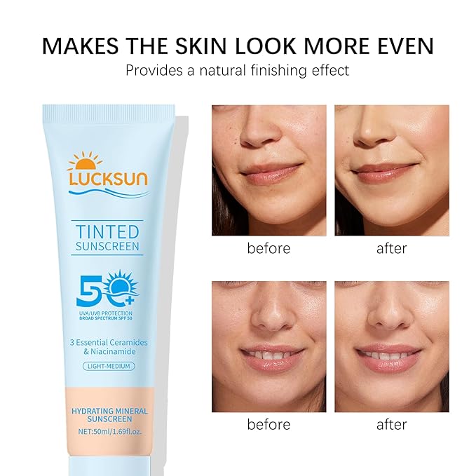 Tinted Sunscreen for Face, SPF 50 2 Pack - Face Sunscreen Lotion,UV Defense, Moisturizing, Travel Size, LIight Medium (50ML)