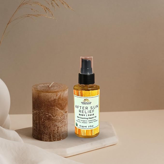 Organic Calendula After Sun Oil – Moisturizing Face and Body with Olive Oil and Vitamin E, Lightweight Formula for Normal to Oily Skin, 2 oz