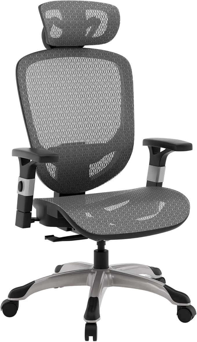 STAPLES Ergonomic Task Chair, Mesh, Ergonomic, Lumbar Support, Swivel, Gray