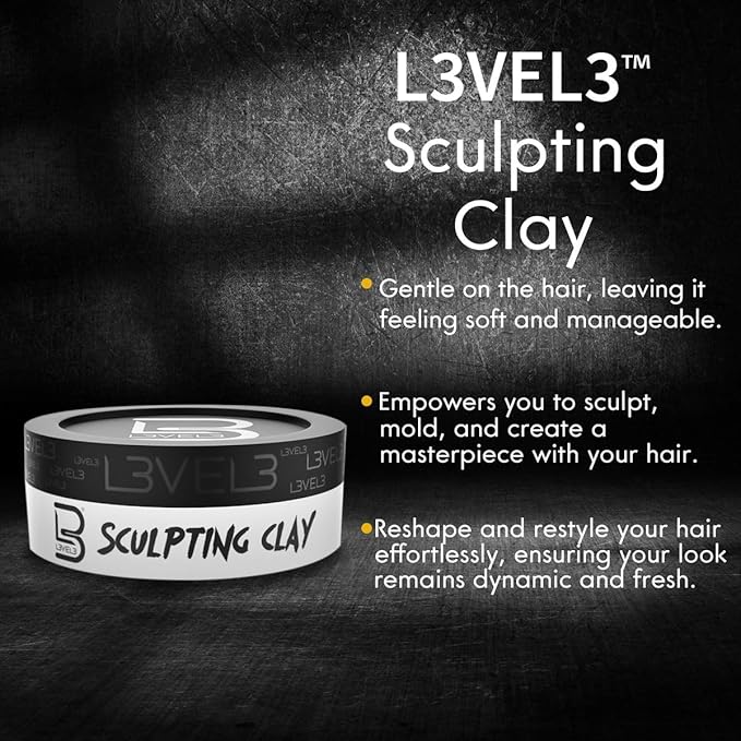 L3 - Level 3 Hair Sculpting Clay - Premium Grade Hair Clay for the Perfect Look - Long Lasting Hair Styling Product for Men