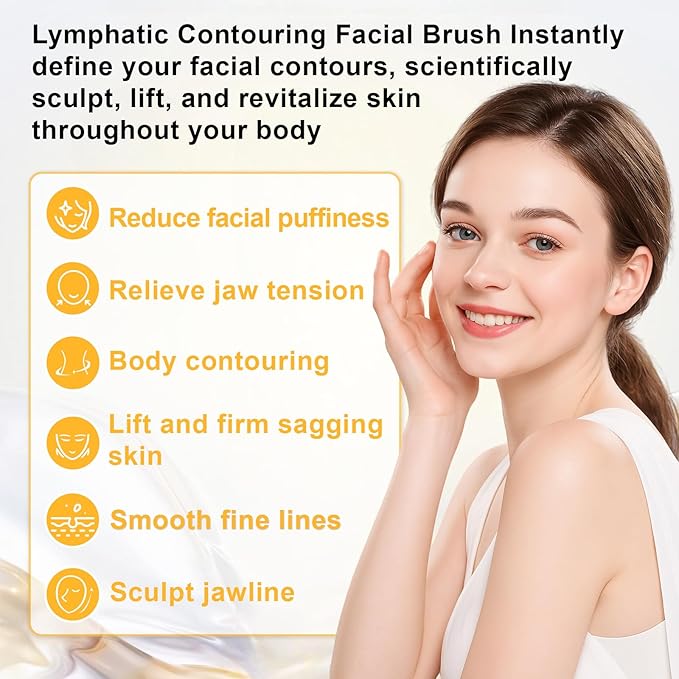 New Lymphatic Contour Face Brush, Lymphatic Drainage Massager, Double Chin Reducer, Gua Sha Facial Tools,9-Function Gear Adjustment, Facial and Body Sculpting,for Jawline & Puffiness (White)