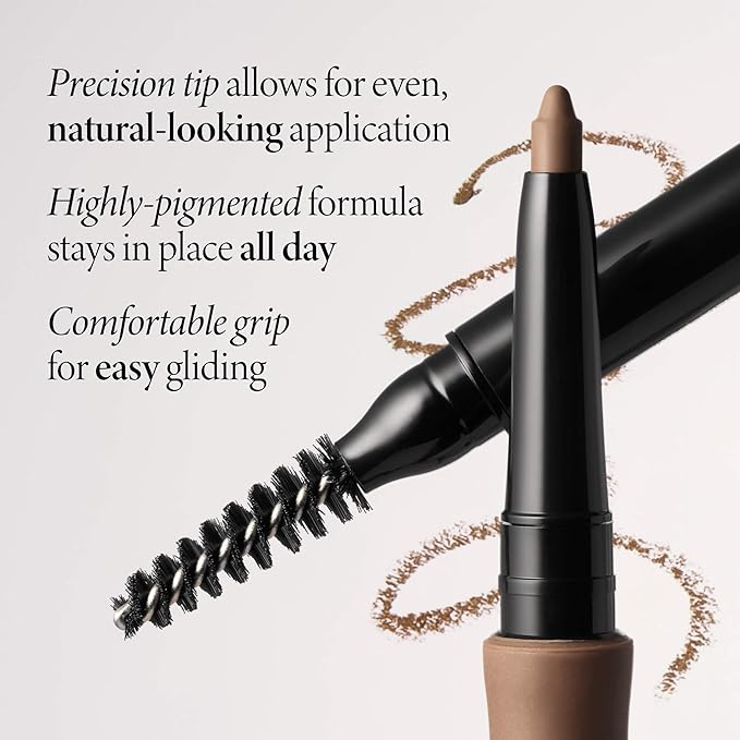 LAURA GELLER NEW YORK INKcredible Waterproof Brow Pencil- Blending Spoolie Brush - Long Lasting Eyebrow Filler (04 Dark Brown)