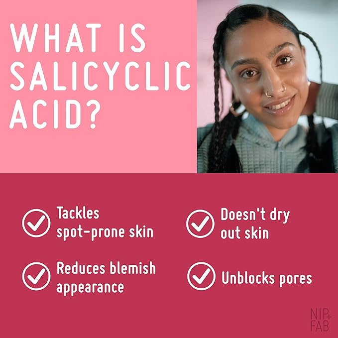 Nip + Fab Salicylic Acid Fix Tonic for Face with Witch Hazel BHA Toner for Breakouts Minimize Pores Oil Control, 3.3 Fl Oz