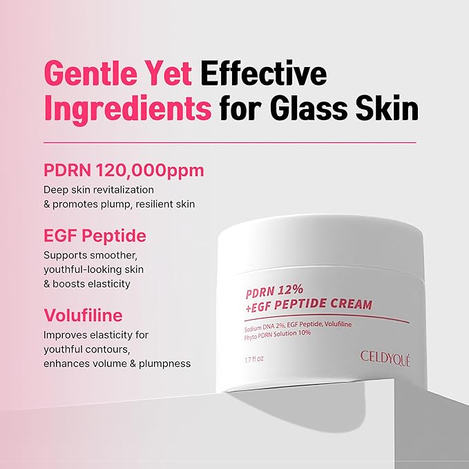 PDRN 120,000 ppm EGF Peptide Cream – Volufiline & Salmon DNA + 12% Phyto PDRN – Post Microneedling Aftercare Anti-Aging Face Cream w/Niacinamide & Hyaluronic Acid 1.7 oz
