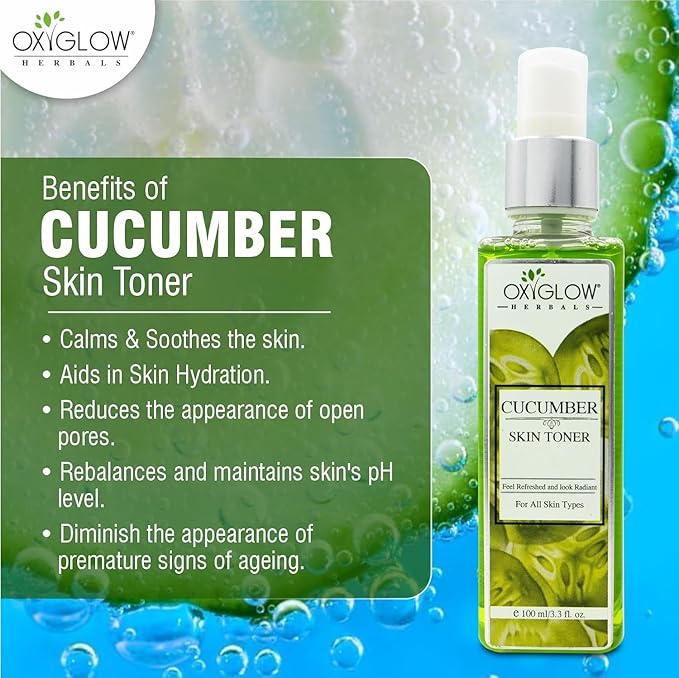Oxy-Glow Cucumber Face Toner Spray – Hydrating & Anti-Aging Mist for All Skin Types | Soothes, Balances pH, Controls Oil, Fights Acne, Reduces Wrinkles | Unisex Refreshing Daily Skincare