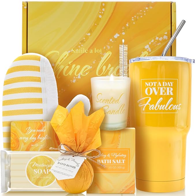 Bath and Body Gift Set for Women, 8 Pcs Vanilla Spa Set Gifts with Tumbler, Birthday Gifts for Women, Unique Gift Ideas for Her, Mom