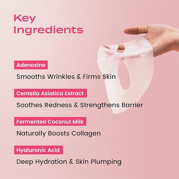 Body Restore Korean Bio-Cellulose Collagen Face Mask (5 Pack) – Anti-Aging Mask with Hyaluronic Acid & Centella Asiatica – Hydrating Facial Mask for Fine Lines, Wrinkles & Firming – K-Beauty Skincare