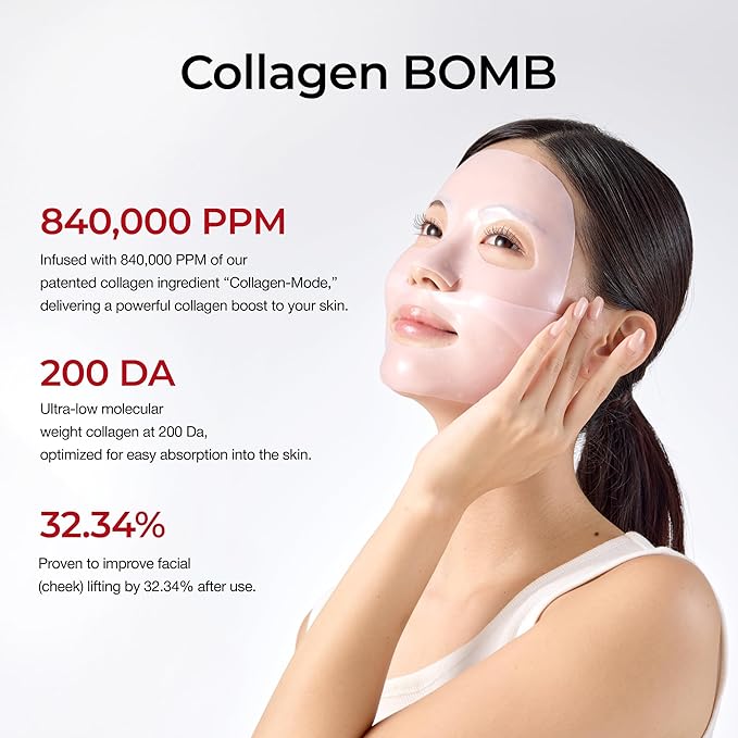 CDL Korean Collagen Duo - Collagen Hydrogel Face Lifting Mask (5 Sheets) + Collagen Hydrating Glass Glow Cream - Anti-Aging, Firming & Plumping with OLIGO-HA Phyto-PDRN