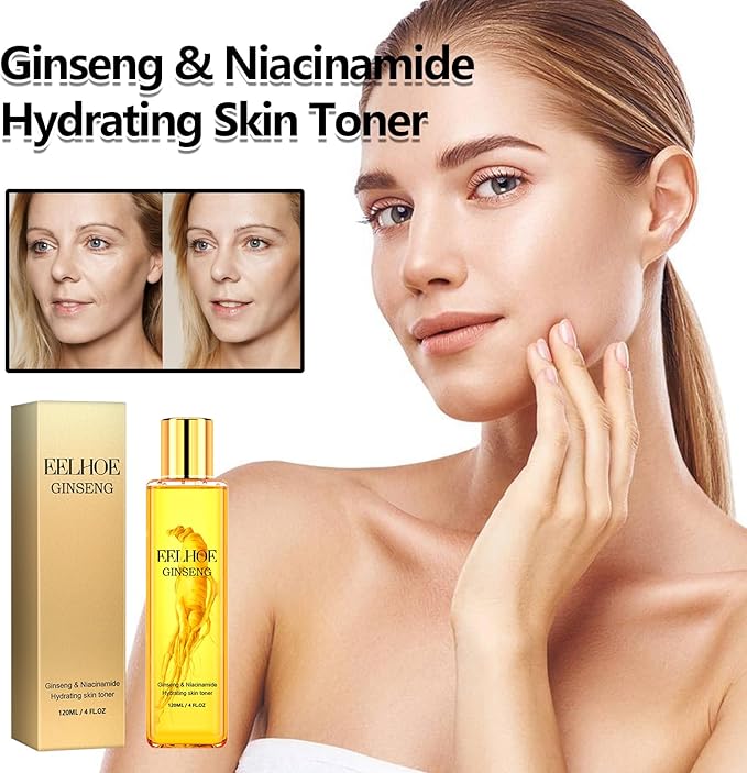 Ginseng & Niacinamide Hydrating Toner for Face, Improves Skin Clarity & Elasticity, Moisturizing Formula to Revive Dull Complexion, 4 Fl Oz