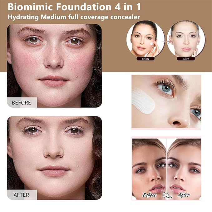 Foundation 4 In 1 - Medium Spectrum Foundation Medium Spectrum Hydrating Medium full coverage concealer with SPF 50+ Inspired Longwearing & Waterproof - Korean Makeup (1pcs)