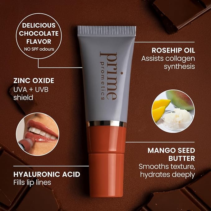 PRIME PROMETICS PrimeLip SPF 35 Lip Oil for Mature Women – UVA & UVB Shield – Intense, Long-Lasting Hydration – Vibrant Color & Non-Sticky, Shiny Gloss (Warm Sienna)