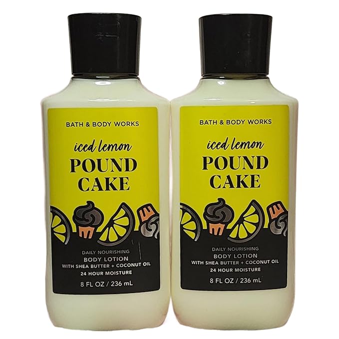 Bath & Body Works Body Lotion Pack of 2, 8oz Each (Iced Lemon Pound Cake)