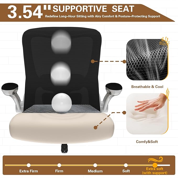 Ergonomic Office Chair - High Back Desk Chair with Adjustable Lumbar Support, Breathable Mesh Back, 330LBS Capacity, Easy Assembly, for Home Office Executive Computer Task