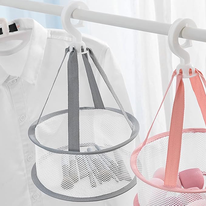 Makeup Brush Drying Rack, 3pcs Hanging Mesh Dry Net Mini Ventilated Windproof Drying Rack Basket Dryer for Makeup Brushes Tools (Grey)