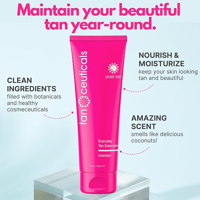 Tanceuticals Everyday Tan Extender Lotion - Nourish Skin & Maintain Even Color - Enriched with Moisturizing Aloe & Vitamin E - Coconut Scent, 8 FL oz