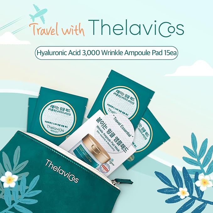 Hyaluronic Acid 3000 Wrinkle Ampoule Toner Pads Travel Packs with 8 Types of Hyaluronic Acids and Adenosine for Clearer Skin, Pore Tightening, Anti-Wrinkle - Pad Tweezer Included - 15ct