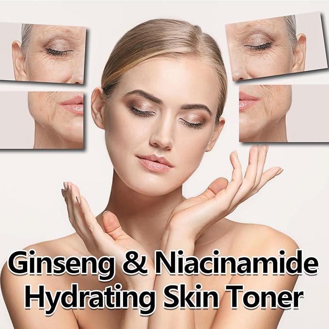 Ginseng & Niacinamide Hydrating Toner for Face, Improves Skin Clarity & Elasticity, Moisturizing Formula to Revive Dull Complexion, 4 Fl Oz