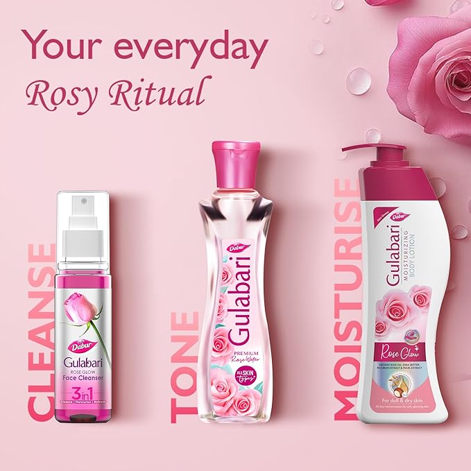 Dabur Gulabari Premium Rose Water Face Toner - 400ml | No Paraben | Alcohol Free | Cleanses, Hydrates & Moisturises | Balances & Restores Skin's pH Levels | For All Skin Types