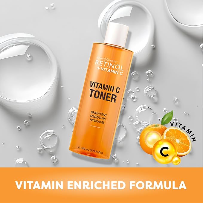 LIVAURA Retinol + Vitamin C Face Toner for Brightening & Anti-Aging – Hydrating Toner to Reduce Fine Lines & Dark Spots – Suitable for All Skin Types – 200 mL