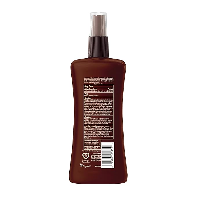 Hawaiian Tropic Island Tanning Lotion Sunscreen SPF 4 Twin Pack and Tanning Oil Spray Sunscreen SPF 6