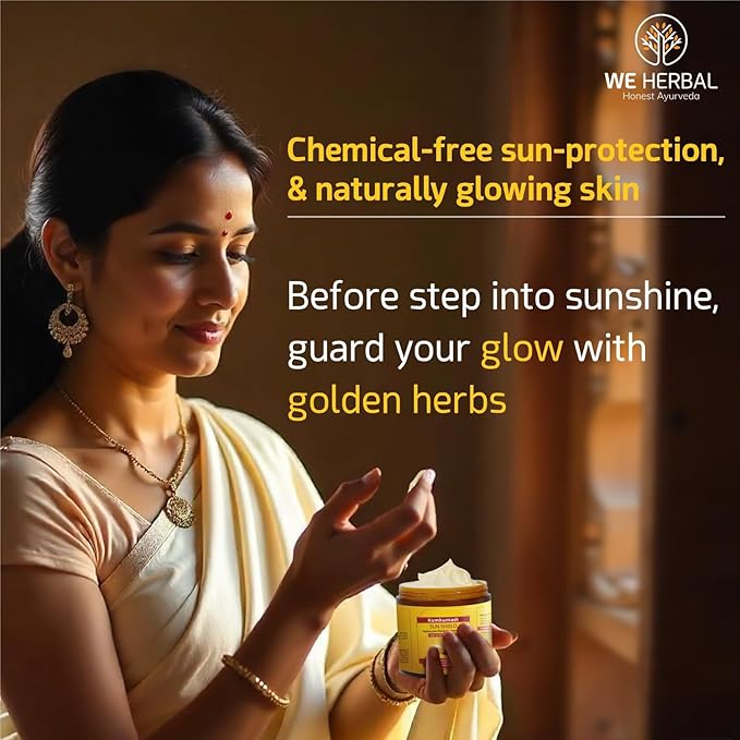 Kumkumadi Ayurvedic Sunscreen for Face & Body with Saffron, Aloe Vera & Licorice – Lightweight Non-Greasy Sun Protection, No White Cast, Daily Moisturizing Sunscreen – 100 g
