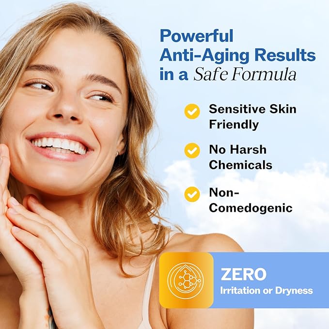 LilyAna Naturals Retinol Cream - Anti-Aging Moisturizer for Face & Neck, Made in USA, Wrinkle Reduction - 1.7oz, 2 Pack