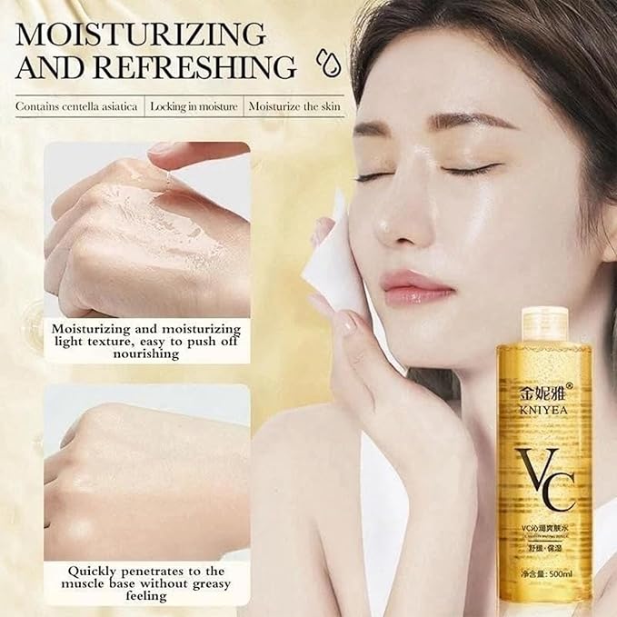 VC Toner Korean, 500 ml (17.6 fl oz)- Kniyea VC Toner Intensive 𝐖𝐡𝐢𝐭𝐞𝐧𝐢𝐧𝐠, Hydrating with Hyaluronic & Centella Asiatica– Minimizes Pores & Soothes Dry (500ml x 2)