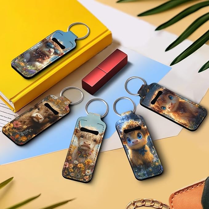 Pensura Chapstick Holder Keychain Fashion 5 Pcs Car Keychain Holder Portable Chapstick Holder Keep from Scratched and Dust
