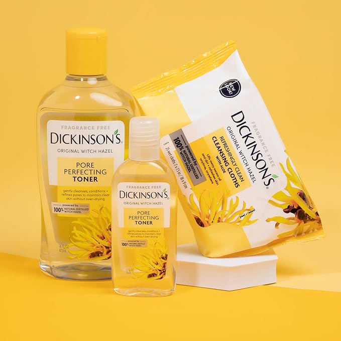 Dickinson's Original Witch Hazel Refreshingly Clean Cleansing Cloths with Aloe | 100% Natural Distilled Witch Hazel | Cleanses & Refreshes Skin | Extra-Large Cloths | Pack of 1 | 25 Cloths per Pack