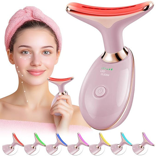 Red-Light-Therapy-for-Face, Facial Massager Wand with 7 Color - Birthday, Christmas, Mothers Day, Valentines Day, Self Care Gifts for Her Women Mom Best Friend Wife Teacher (Rose Gold)