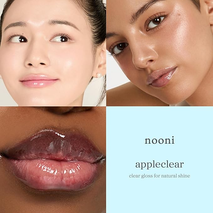 NOONI Korean Lip Oil - Appleclear | Long-Lasting, Moisturizing, Plumping, Revitalizing for Dry Lips, Waterproof, No Peel Off, Hydrating Lip Stain, Nourishing Crystal Clear Stocking Stuffers 0.12 FL Oz