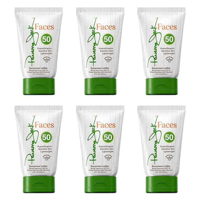 Panama Jack Faces Sunscreen Lotion - SPF 30, Broad Spectrum UVA/UVB Protection, Hypoallergenic, PABA, Paraben, & Gluten Free, 3 FL OZ (Pack of 6)