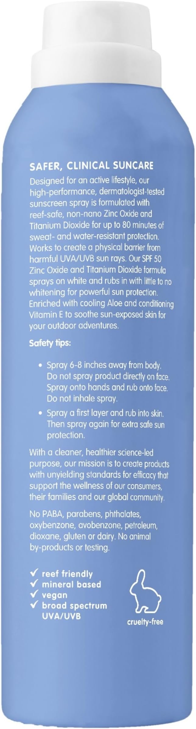 Thinksport SPF 50+ Mineral Sunscreen Spray, All Sheer, 6 Fl Oz – Natural, Water Resistant Body Sun Protection, Vegan & Reef Safe