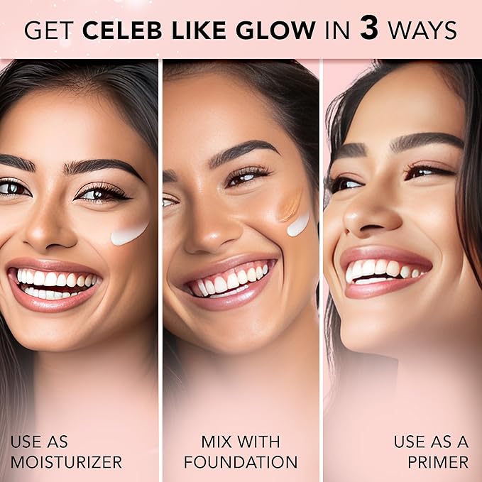 FACESCANADA Strobe Cream - Rose Gold | with Shea Butter & Hyaluronic Acid | Hydrating & Illuminating Makeup | for Radiant Dewy Skin | 1.01 Fl Oz (30ml)