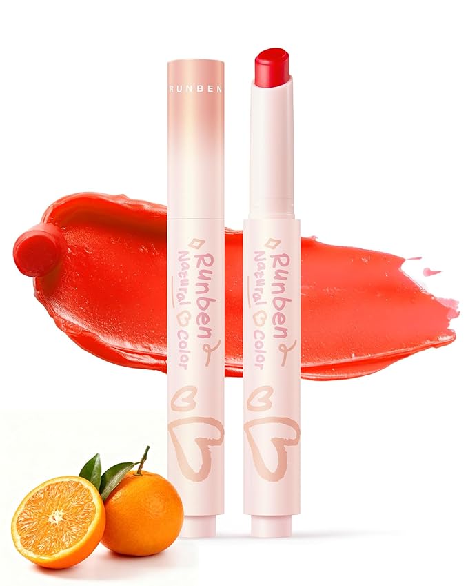 RUNBEN Kids Tinted Lip Balm, Milk Orange Lips Gloss, 24H Moisturizing, Safe & Non-toxic Lipstick for Teen Girls, Birthday Makeup Gift for Daughter
