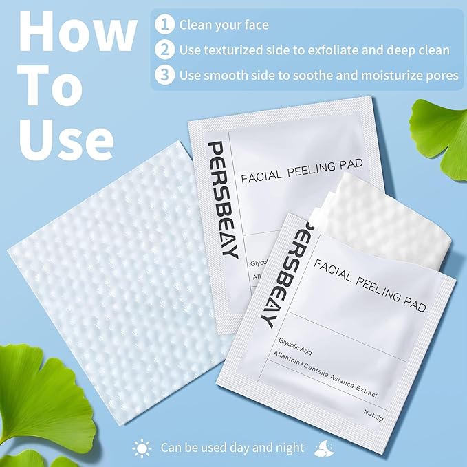 Glycolic Acid Pads, Exfoliating Toner Pads for Facial Radiance, Dual Action Gentle Face Pad for Deep Cleaning Effect |Peels & Daily Skin Renewal |Salicylic Acid & Vitamins B3 | 30 Treatments
